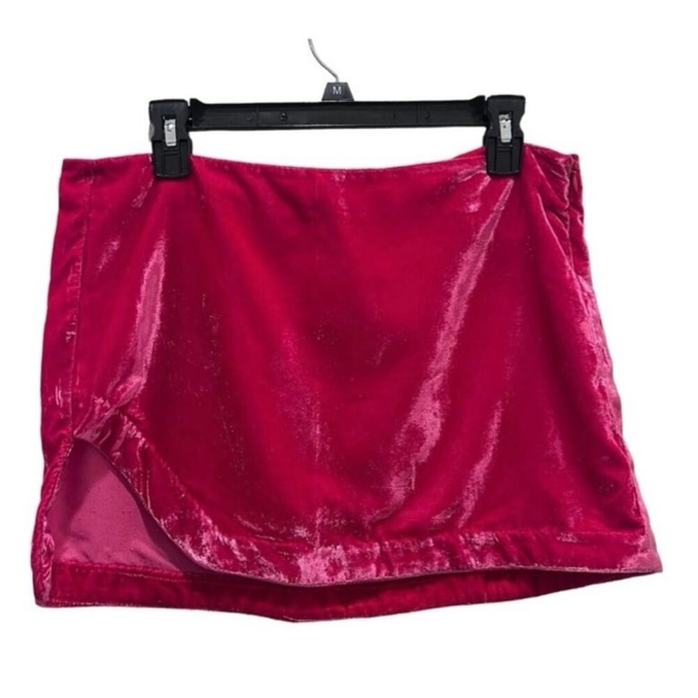 Free People NWT Hot Pink Fuchsia Velvet Mini Skirt Birthday Girl Y2K Barbiecore - Picture 9 of 12